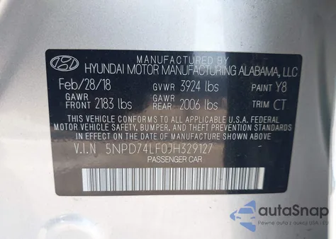 2018 Hyundai Elantra Se from USA, damaged, VIN 5NPD74LF0JH329127